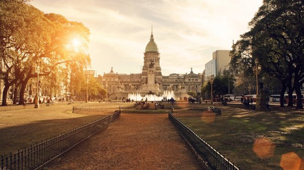 Beautiful sunset in the park in Buenos Aires, Argentina